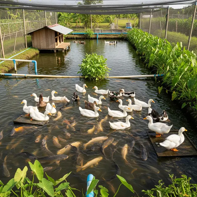 Peternakan bebek dan ikan (Image by Gemini AI)