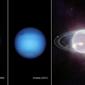 Gambar komposit yang disediakan oleh NASA pada hari Rabu, 21 September 2022, menunjukkan tiga gambar Neptunus yang berdampingan. Dari kiri, foto Neptunus diambil oleh Voyager 2 pada tahun 1989, Hubble pada tahun 2021, dan Webb pada tahun 2022. (NASA, ESA, CSA, STScI via AP)
