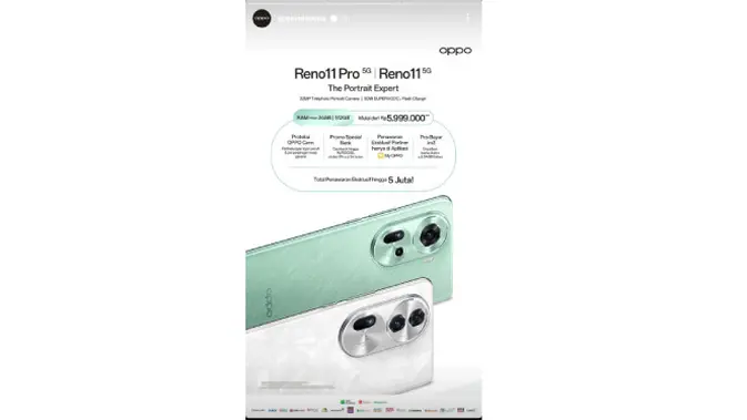 <p>Keterangan harga Oppo Reno 11 Series yang diunggah Oppo Indonesia di Instagram. Liputan6.com/Iskandar</p>