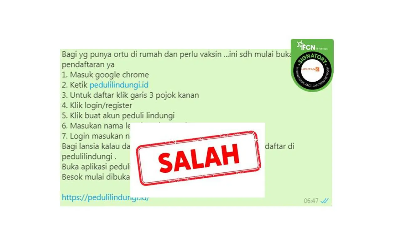 Cek Fakta pesan berantai pendaftaran vaksinasi covid-19 tahap kedua