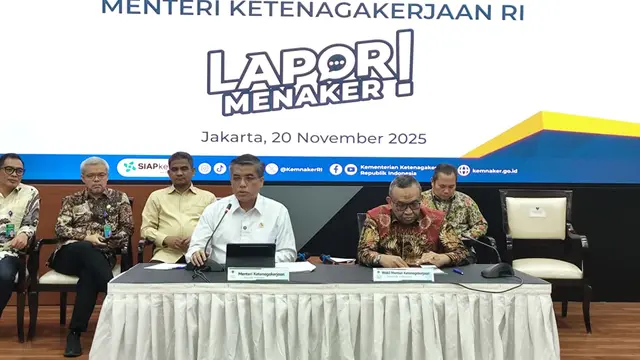 Konferensi Pers Kementerian Ketenaga Kerjaan terkait kanal 'Lapor Menaker'