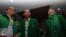 Ketua Muktamar PPP di Bandung Hasan Husairi dan Wasekjen DPP PPP Achmad Baidowi saat berada di KPK, Jakarta Jumat (4/3). Kedatangannya untuk berkoordinasi menjalin super visi dengan KPK. (Liputan6.com/Helmi Afandi)