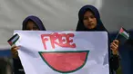 Para aktivis pro-Palestina mengambil bagian dalam aksi protes terhadap tindakan Israel di Gaza, di Banda Aceh pada 18 Mei 2024. (CHAIDEER MAHYUDDIN/AFP)