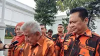 Ketua Umum Pemuda Pancasila (PP) Japto Soerjosoemarno di Kompleks Istana Kepresidenan Jakarta. (Liputan6.com/Lizsa Egeham)