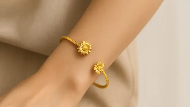 Model Gelang Emas 2 Gram 16 Karat Motif Bunga dan Kupu-Kupu/Ilustrasi AI