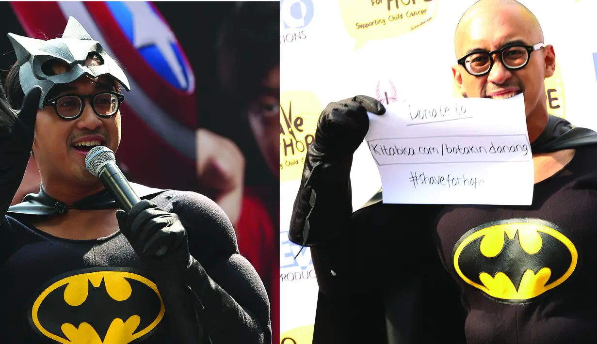Akibat kemo, rambut penderitanya akan rontok dan botak, puluhan artis yang peduli akan penderita kanker menggelar aksi Shave For Hope, seperti yang di lakukan Danang Postman. (Galih W. Satria/Bintang.com)
