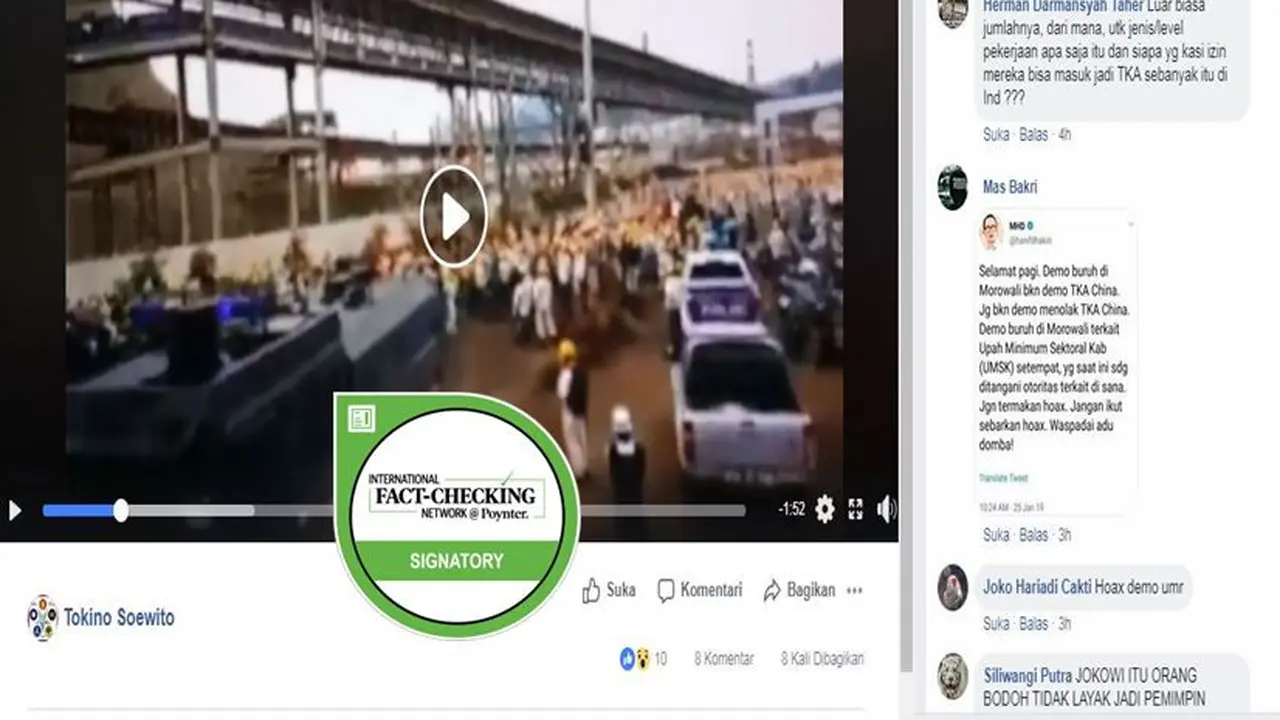 [Cek Fakta] Hoaks Demo Buruh Tolak TKA China di Morowali