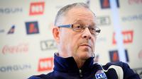 Pelatih tim nasional Islandia, Lars Lagerback. (AFP/Laurie Dieffembacq)