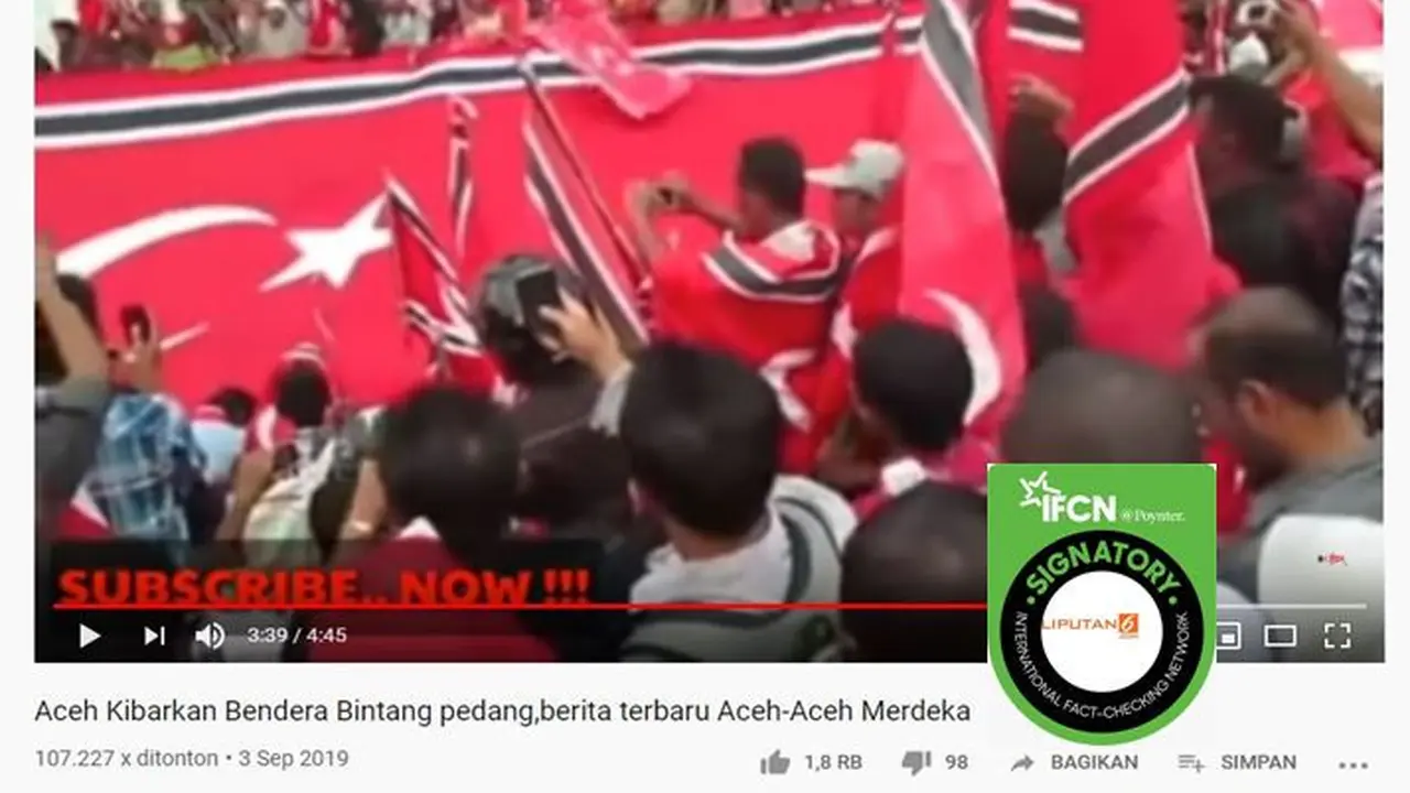 [Cek Fakta] Gambar Tangkapan Layar Video Upacara  Pengibaran Alam Pedang di Aceh