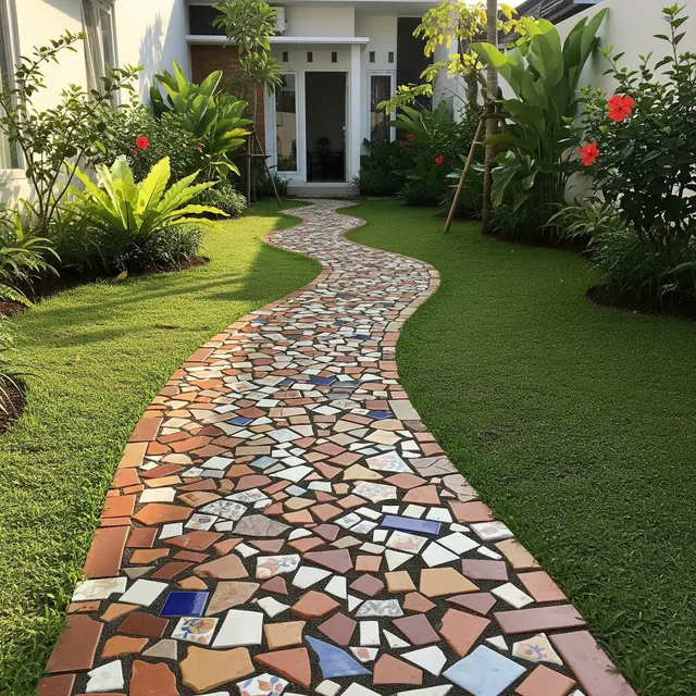 9 Ide Jalan Setapak Taman dari Pecahan Keramik Sisa Renovasi, Unik Tanpa Banyak Biaya