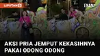 Aksi seorang pria jemput kekasihnya dengan transportasi unik mengundang perhatian.