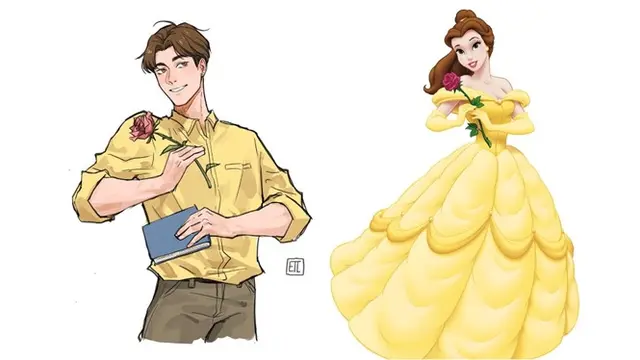 7 Potret Jika Putri Disney Berubah Jadi Pria Modern, Tetap Mempesona