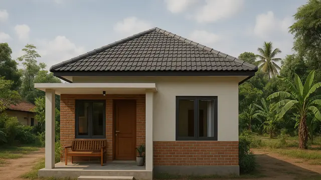 Rumah dengan Bata Tempel/ Ilustrasi gambar oleh AI