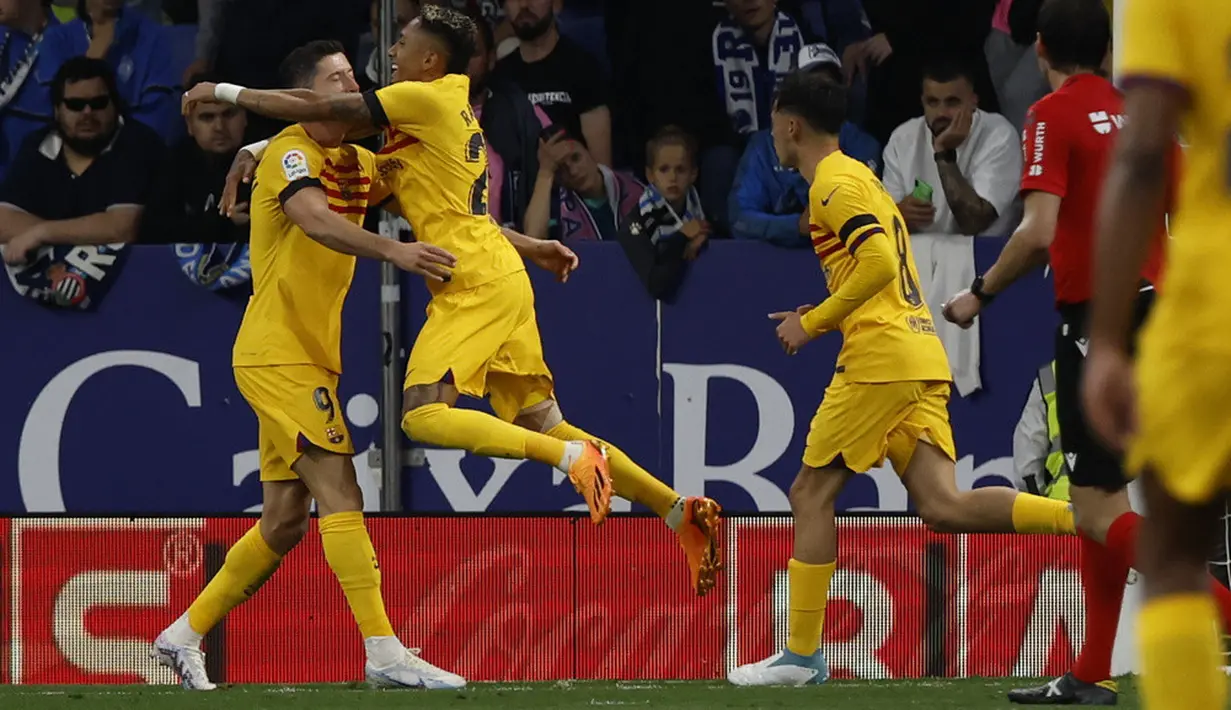 <p>Dengan kemenangan ini, Barcelona sudah tak terkejar lagi poinnya. Barca mengoleksi 85 poin atas unggul 14 poin dari Real Madrid di empat pertandingan tersisa. (AP Photo/Joan Monfort)</p>