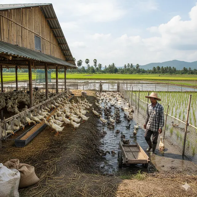 Model Usaha Ternak Campuran Sawah (Foto: Gemini AI)
