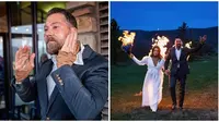 Tanpa stuntman, pasangan pengantin ini tampil 'bakar diri' di resepsi. (Sumber: Instagram/dterryphotography)
