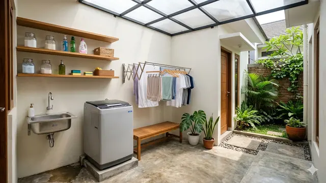 Belakang rumah kecil untuk area multifungsi (Foto: Gemini AI)