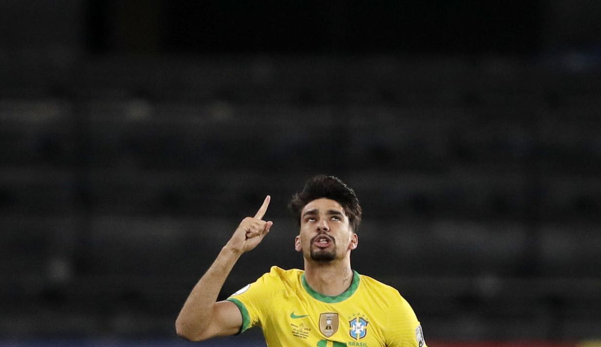 Dengan kemenangan ini, Brasil berhak melaju ke semifinal Copa America 2021 dan akan ditantang Peru di fase empat besar. (AP/Silvia Izquierdo)