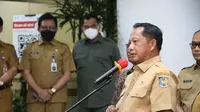 Mendagri Muhammad Tito Karnavian saat memberi pengarahan pada Rapat Koordinasi (Rakor) Forum Koordinasi Pimpinan Daerah (Forkopimda) Provinsi Sulawesi Utara (Sulut) yang berlangsung di Kantor Gubernur Sulut, Senin (23/5/2022).