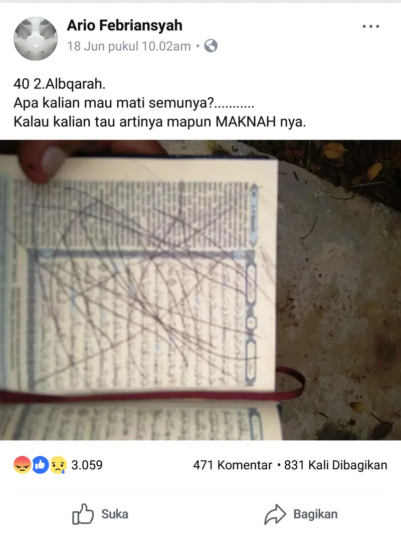 Akhir Tragis Warga Musi Rawas Penghina Alquran di Facebook