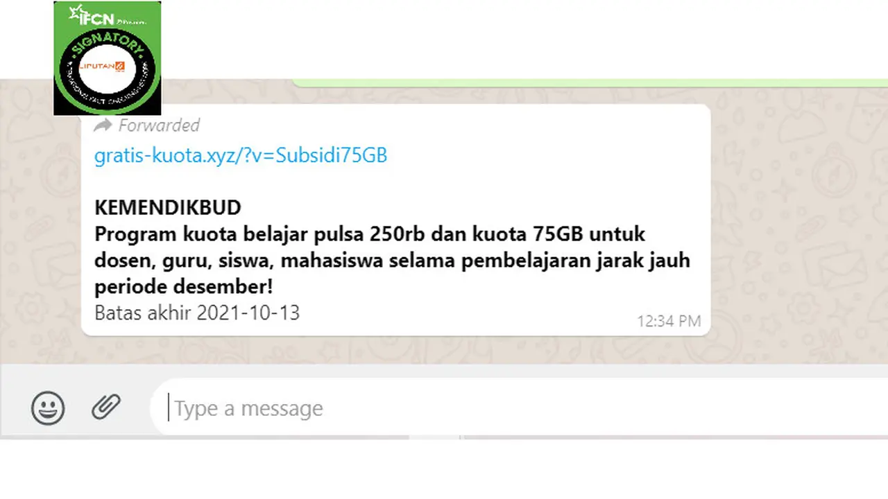 Cek Fakta Liputan6.com menelusuri informasi pembagian pulsa 250 ribu dan kuota 75 GB periode Desember dari Kemendikbud