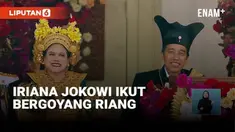 Aksi pesawat helikopter 'menari' riang di udara kota Jakarta sontak membuat ibu negara Iriana Jokowi ikut bergoyang di acara upacara peringatan HUT ke-78 Kemerdekaan RI.