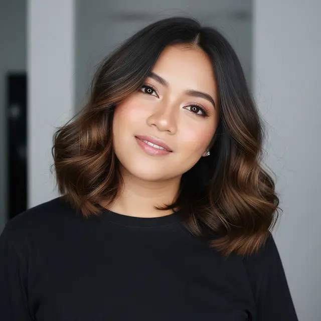 Gaya Rambut Wanita Wajah Bulat 2026 yang Bikin Tirus Sekaligus Stylish Modern Wavy Lob