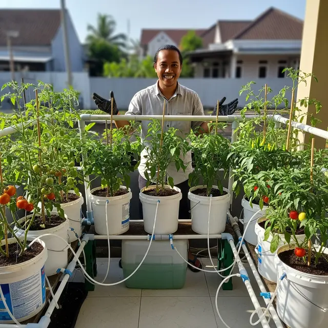 Sistem Dutch Bucket untuk Tomat dan Cabai (Gemini AI)