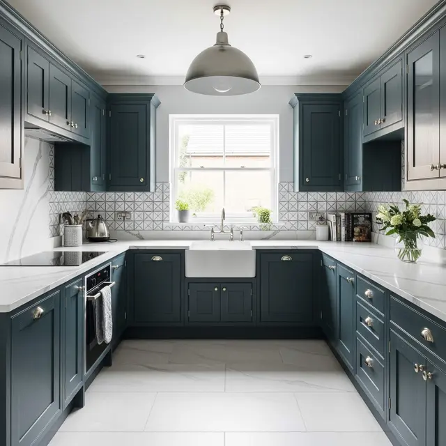 Desain Dapur Modern Klasik dengan Kitchen Set Bentuk U