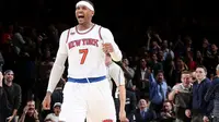 Forward New York Knicks, Carmelo Anthony, mencetak 23 poin saat memimpin timnya mengalahkan Chicago Bulls 104-89 di Madison Square Garden, New York, Kamis (12/1/2017). (NBA)