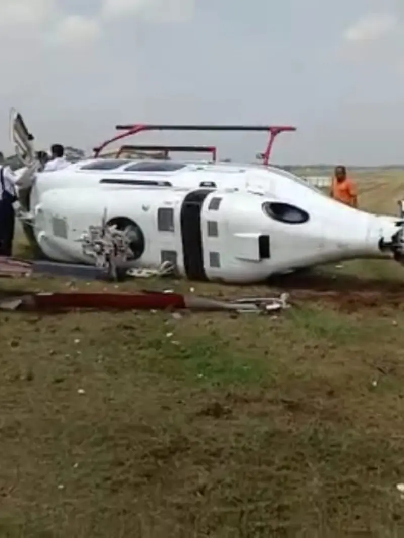 Helikopter milik BBKFP kecelakaan di Bandara Budiarto Tangerang