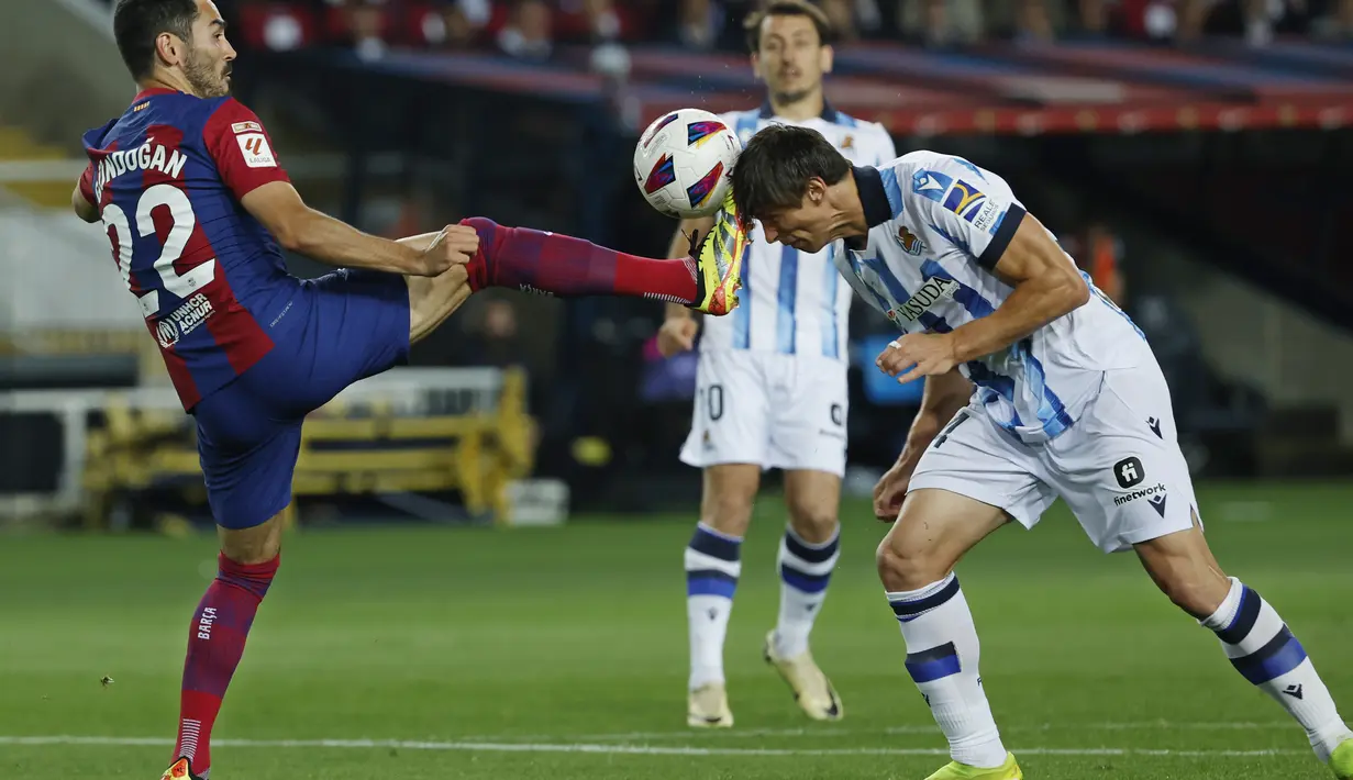 Barcelona sukses mengalahkan Real Sociedad dengan skor 2-0.  (AP Photo/Joan Monfort)