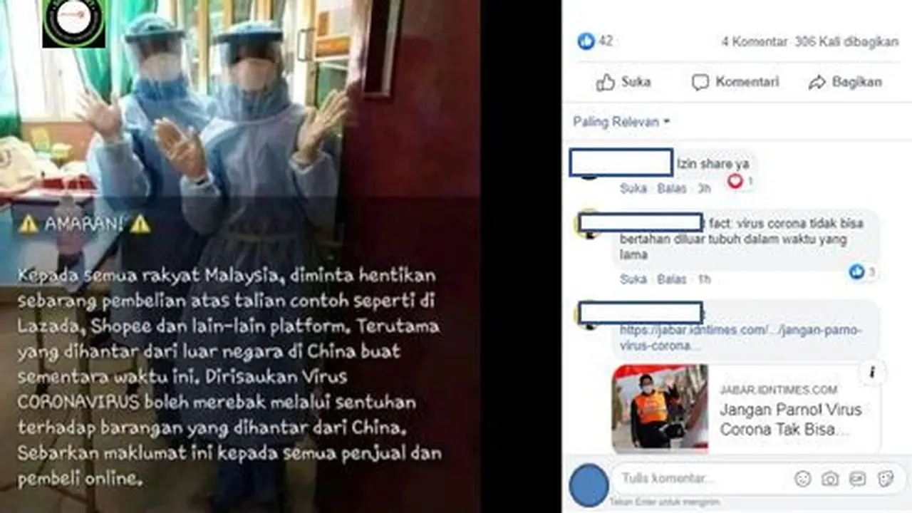 cek fakta Virus Corona bisa menular lewat barang dari China