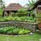 Desain Edible Garden Gaya Rustic di Halaman Belakang Rumah Desa.