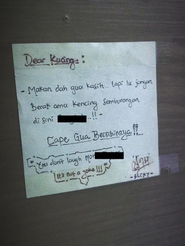 6 Pesan Untuk Kucing Lewat Tulisan Kertas Ini Nyeleneh, Bikin Ngakak