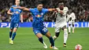 Real Madrid maju ke babak delapan besar karena menang agregat 2-1 dari RB Leipzig. (JAVIER SORIANO/AFP)