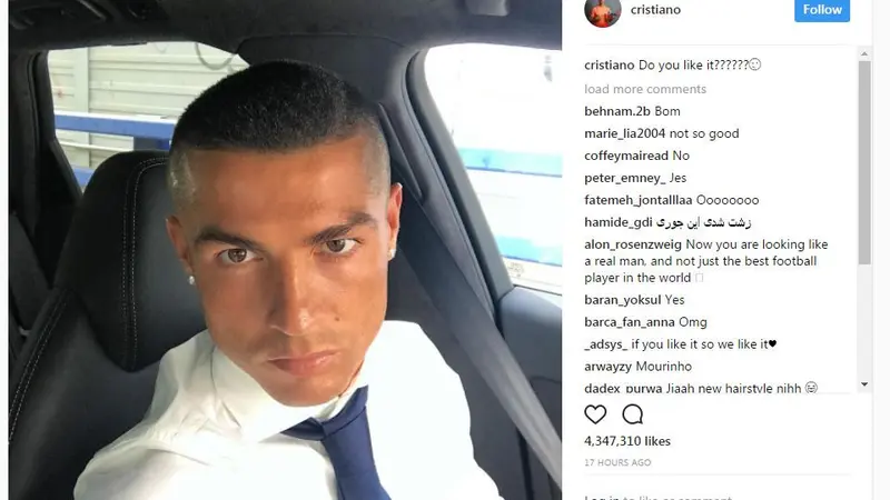 Cristiano Ronaldo ubah model rambutnya usai Real Madrid rebut Liga Champions