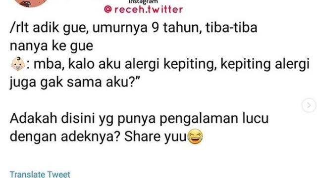 twit kepolosan adik (foto: Twitter @rlthingy2)