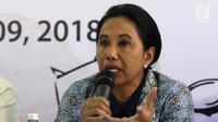 Menteri BUMN Rini Soemarno memberi paparan saat konferensi pers pembukaan Indonesia Investment Forum 2018 di Bali, Selasa (9/10). Acara ini diinisiasi BI, Kementerian BUMN, Kemenkeu, dan OJK serta diorganisir oleh Bank Mandiri. (Liputan6.com/Angga Yuniar)