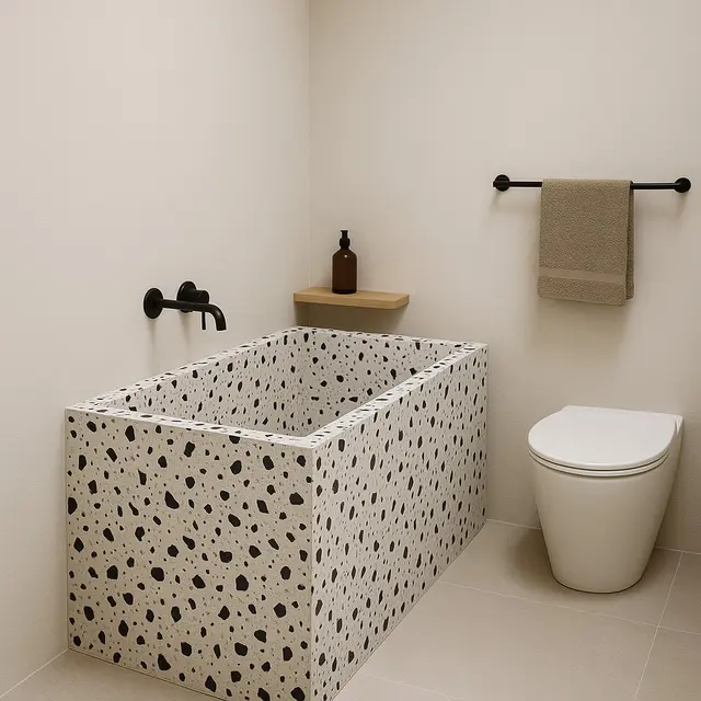 Model Kamar Mandi Minimalis dengan Bak Mandi Teraso