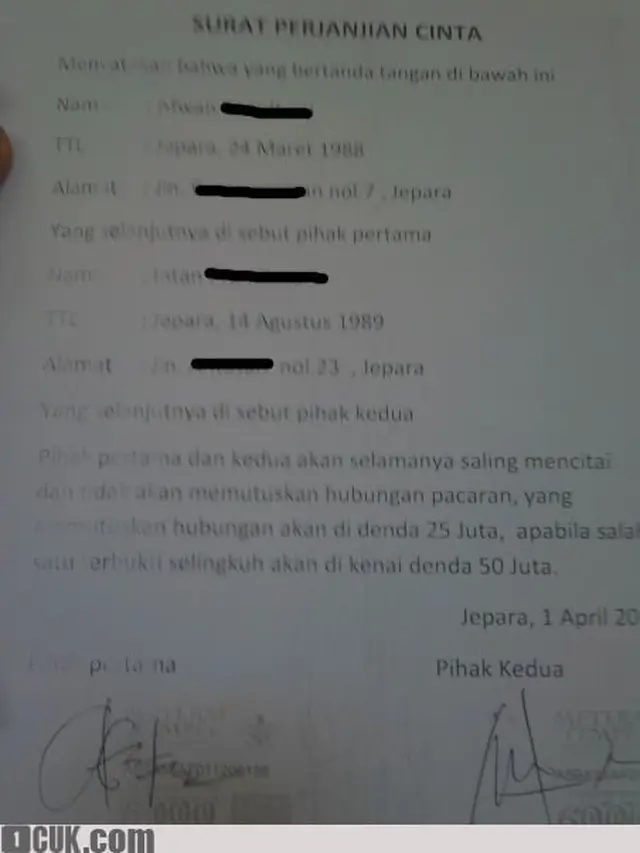 7 Potret Surat Perjanjian Pacaran Bermaterai Ini Bikin Geleng Kepala