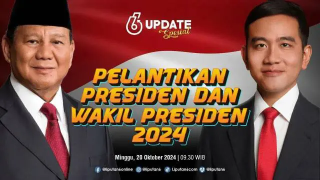 Liputan6 Update Spesial Pelantikan Presiden dan Wakil Presiden RI 2024. Disiarkan secara live, mulai dari menjelang pelantikan, pelantikan, pisah sambut, dan laporan langsung dari Solo.