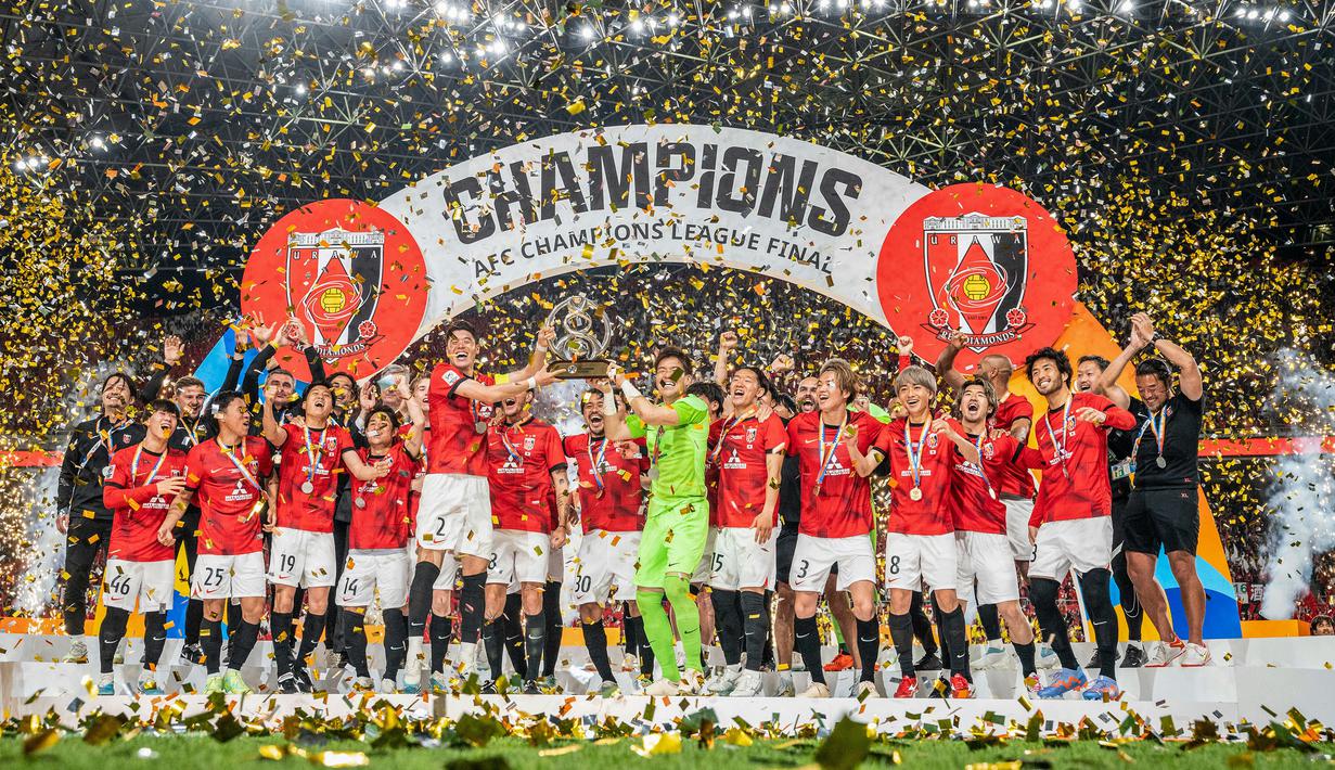 Urawa Red Diamonds adalah tim juara bertahan Liga Champions Asia, Setan Merah dari Saitama jadi juara bulan Mei lalu dengan mengalahkan wakil Arab Saudi, Al-Hilal, di partai puncak dengan agregat skor 2-1. (AFP/Yuichi Yamazaki)