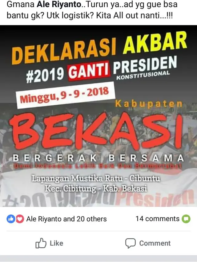 Lapangan Mustika Ratu Disalahgunakan untuk Kepentingan Politik
