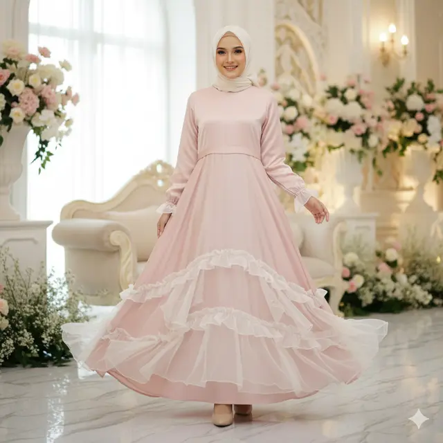 Model Gamis Terbaru Kombinasi Tile