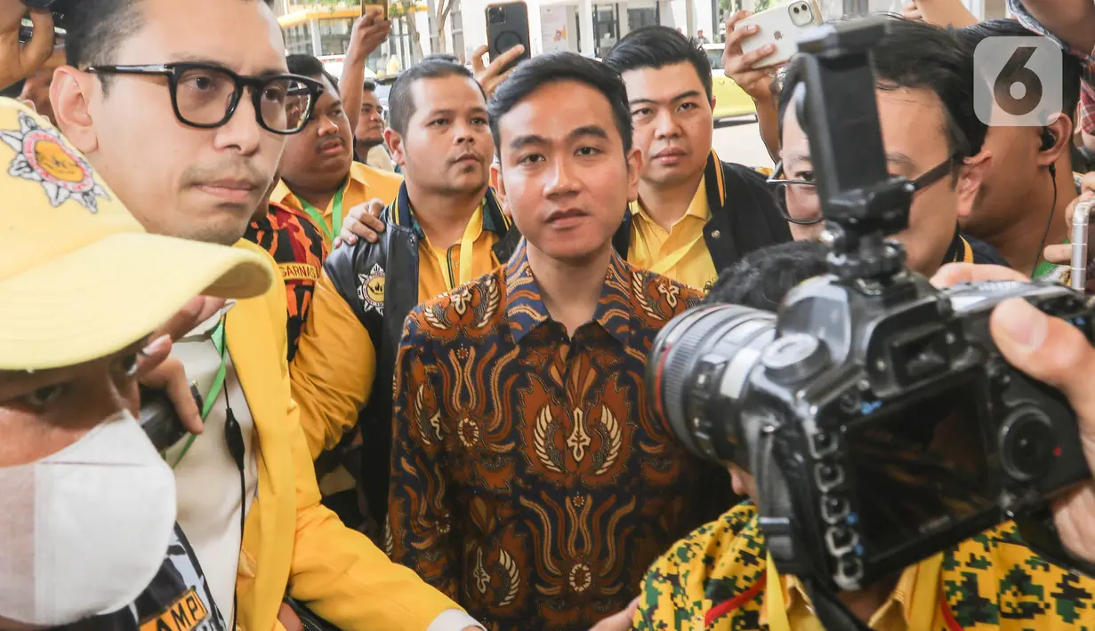 Putra sulung Presiden Joko Widodo atau Jokowi itu menghadiri rapat pimpinan nasional (Rapimnas) Partai Golkar. (Liputan6.com/Angga Yuniar)