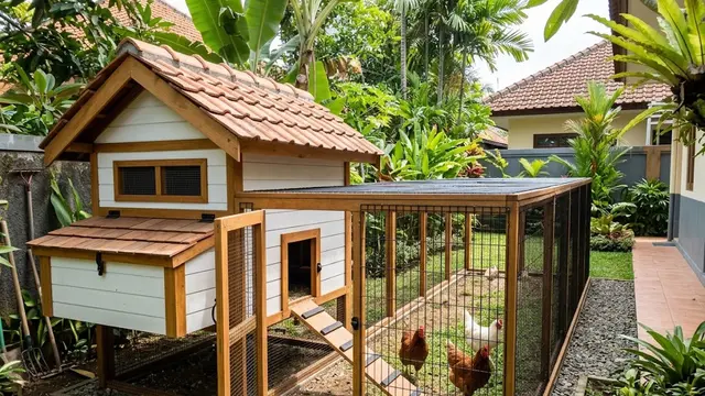 Kandang Ayam Linear dengan Jalur Memanjang di Samping