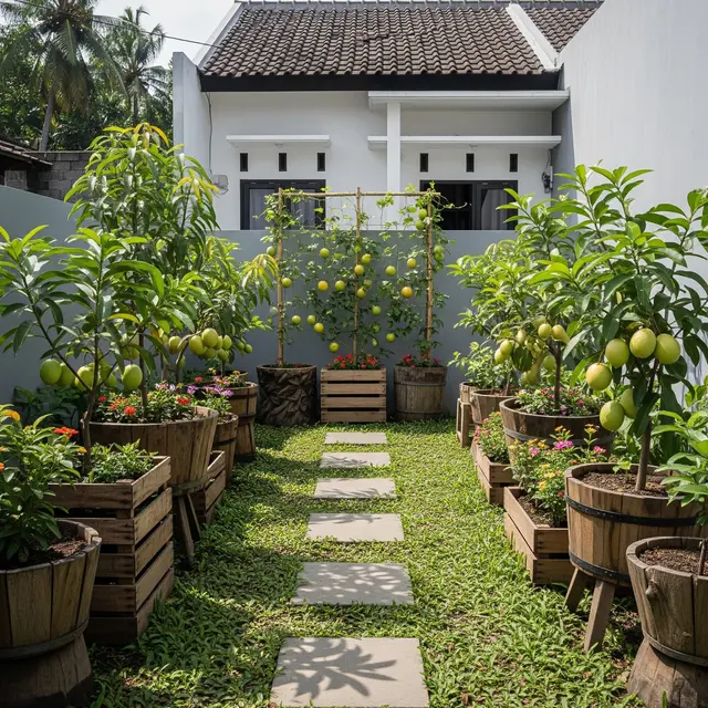9 Desain Taman Buah Mini dengan Jalur Taman Natural, Estetis dan Produktif