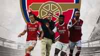 Arsenal - David Luis, Mikel Arteta, Thomas Partey, Aubameyang (Bola.com/Adreanus Titus)