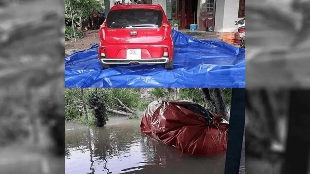 Membungkus mobil dengan terpal (acidcow)
